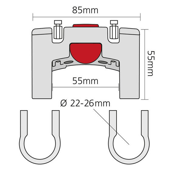 KLICKFIX SUPPORT GUIDON STANDARD Ø 22-26mm   0211