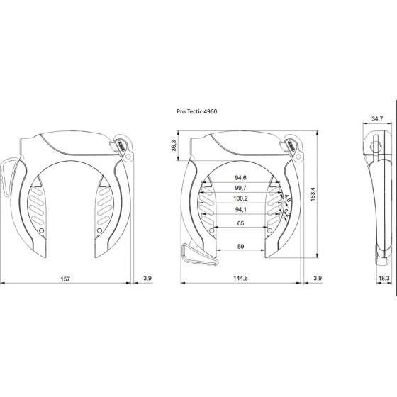 Antivol cadre PRO TECTIC™ 4960 R black clef non prisonnière