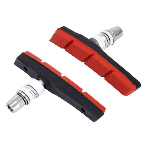 PATINS FREIN POUR VAE/E-BIKE V-BRAKE A VIS ASYMETRIC MARWI BS440     80mm NOIR ROUGE