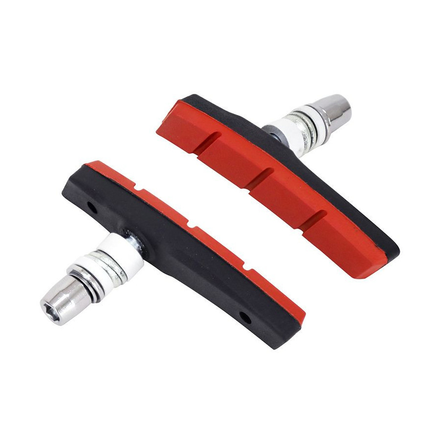PATINS FREIN POUR VAE/E-BIKE V-BRAKE A VIS ASYMETRIC MARWI BS440     80mm NOIR ROUGE