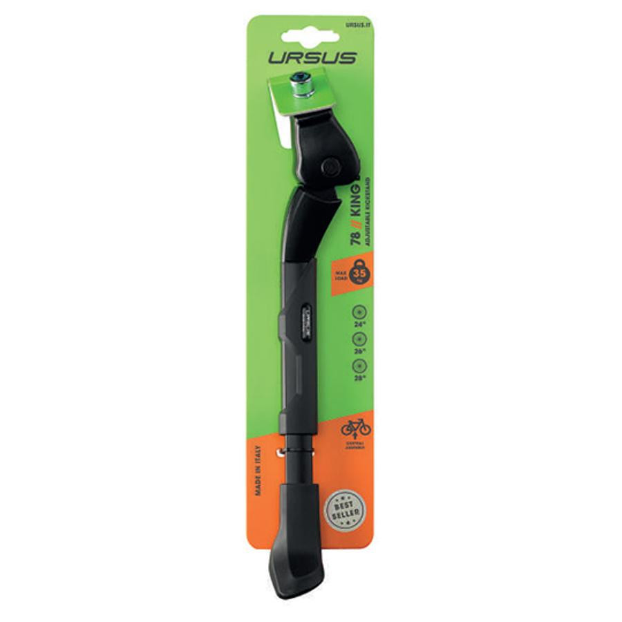 BEQUILLE VELO LATERALE URSUS KING EVO NOIRT 24-28" RENFORCE REGLABLE - SUPPORT 35Kgs BEQUILLE VELO LATERALE URSUS KING EVO NOIRT 24-28" RENFORCE REGLABLE - SUPPORT 35Kgs