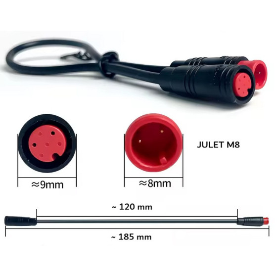 CABLE EXTENSION LONGUEUR 12CM JULET M8  2 PIN