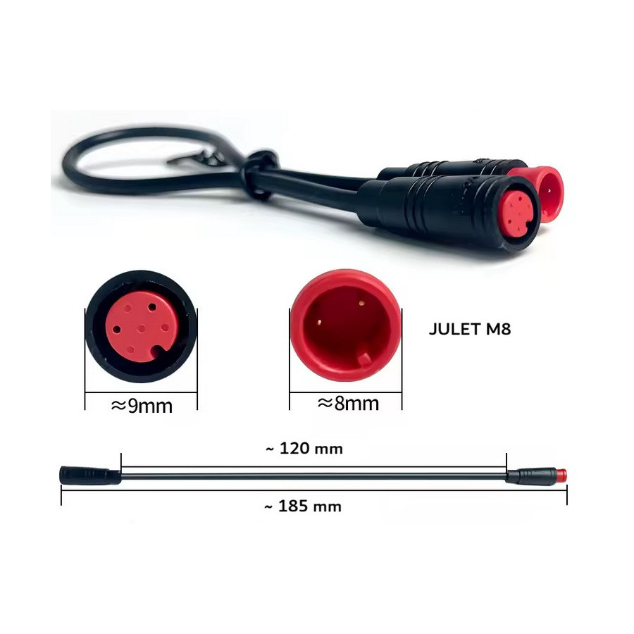 CABLE EXTENSION LONGUEUR 12CM JULET M8  2 PIN