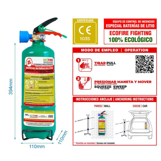 EXTINCTEUR DIELECTRIQUE POUR FEU DE BATTERIE LITHIUM