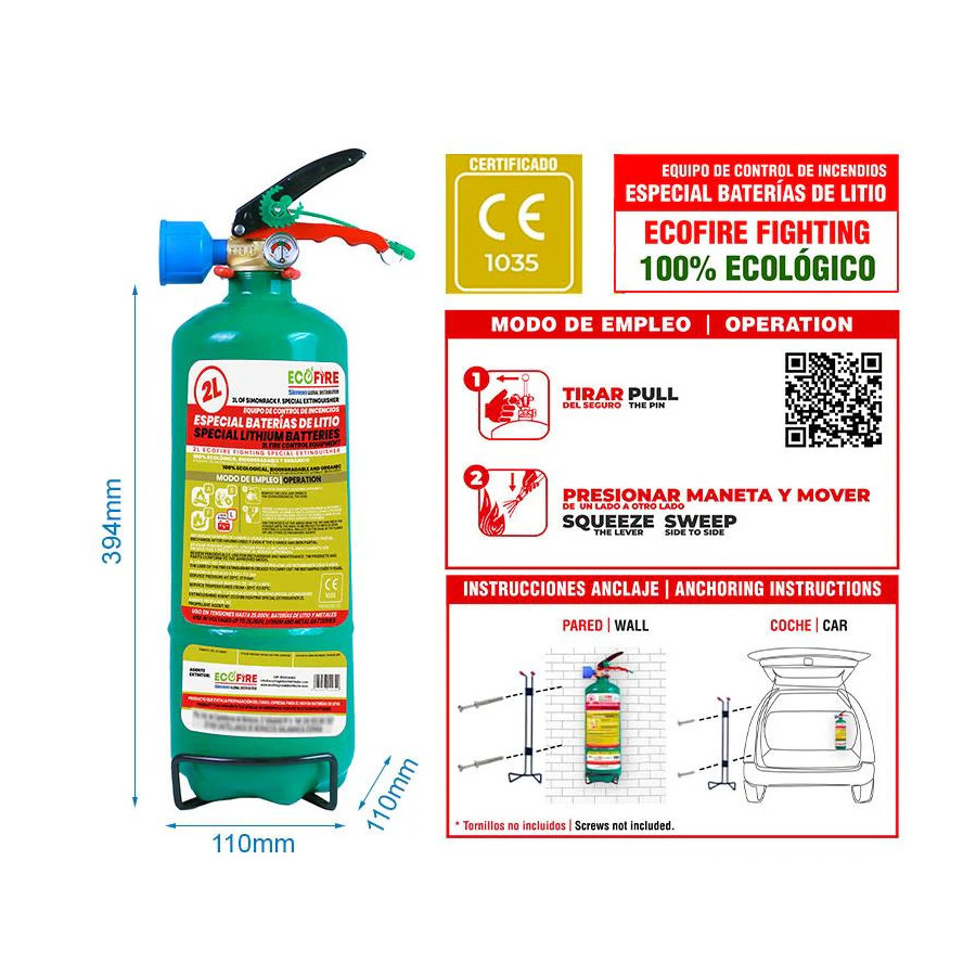 EXTINCTEUR DIELECTRIQUE POUR FEU DE BATTERIE LITHIUM