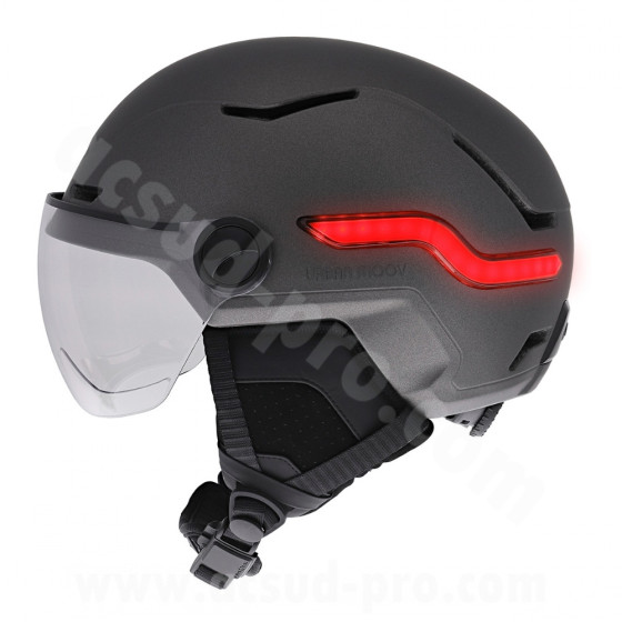 T'NB- CASQUE VELO TNB VIZION LED AVEC FEU STOP ET CLIGNOTANTS - GRIS ANTHRACITE - TAILLE L (59-61CM)