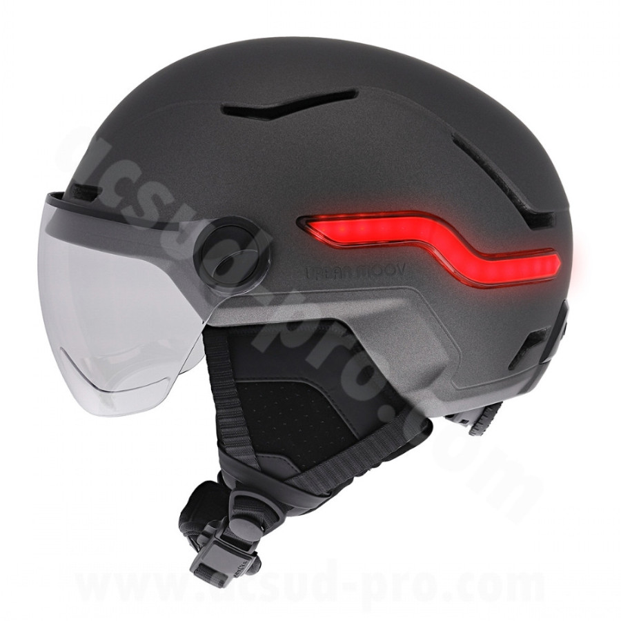T'NB- CASQUE VELO TNB VIZION LED AVEC FEU STOP ET CLIGNOTANTS - GRIS ANTHRACITE - TAILLE L (59-61CM)