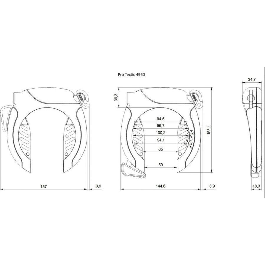 Antivol cadre PRO TECTIC™ 4960 R black clef prisonnière